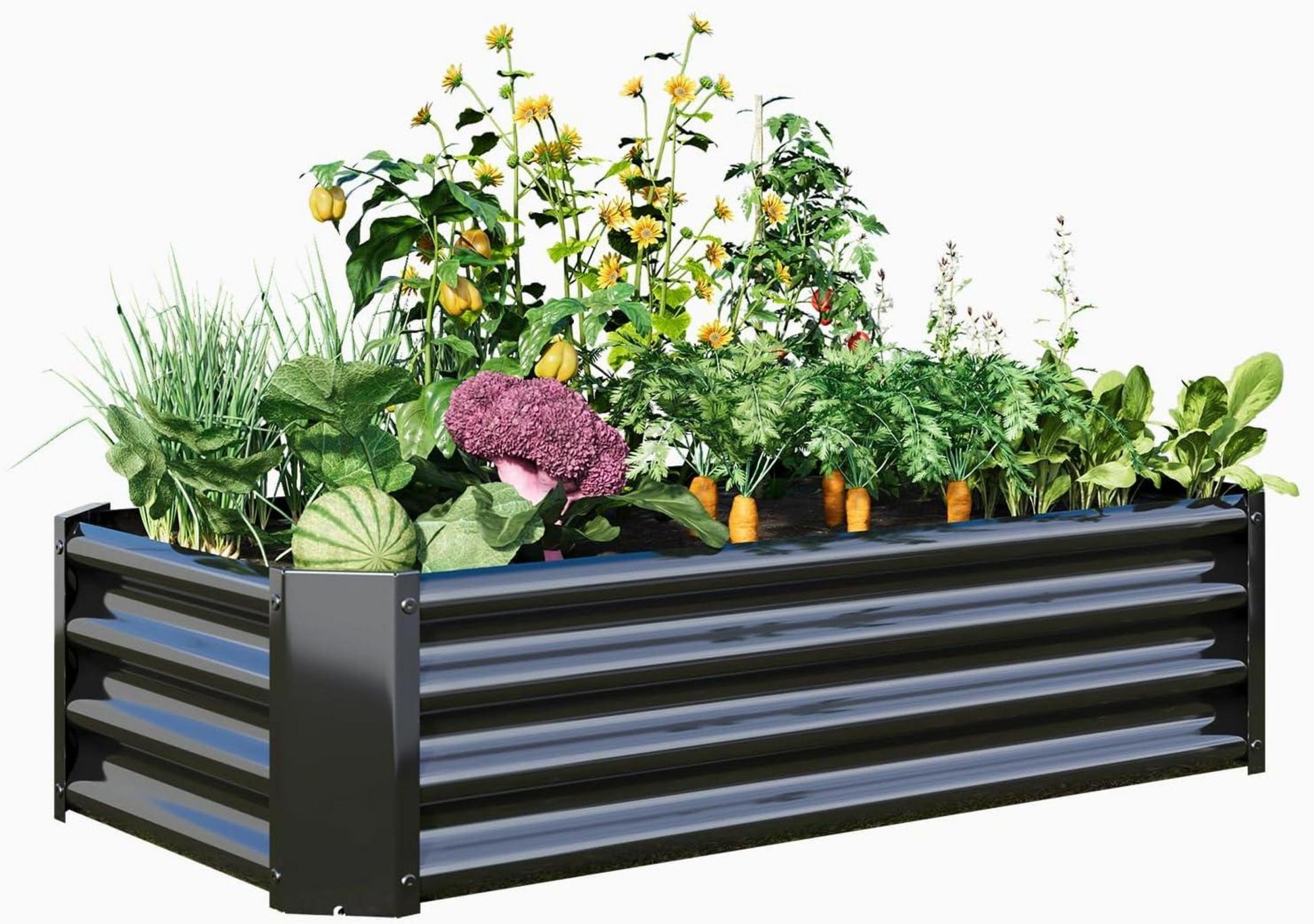 VERFARM Hochbeet-Set Verzinktes Metall Pflanzbeet 120x60x30cm Schwarz