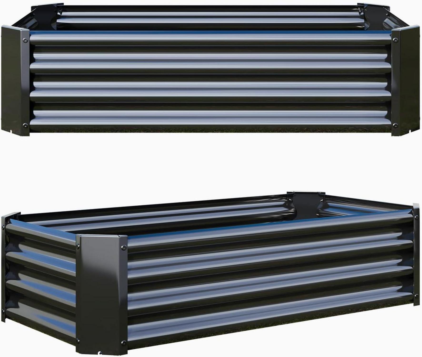 VERFARM Hochbeet aus Verzinktem Metall 120x60x30 cm Schwarz