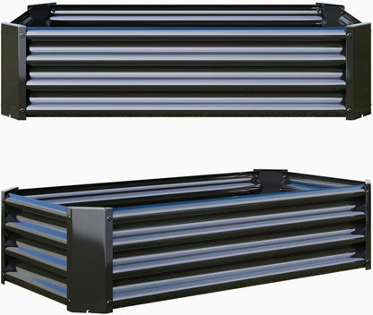 VERFARM Hochbeet aus Verzinktem Metall 120x60x30 cm Schwarz