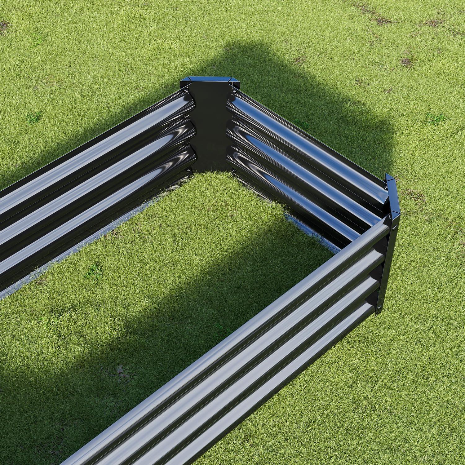 VERFARM Hochbeet aus Verzinktem Metall 120x60x30 cm Schwarz