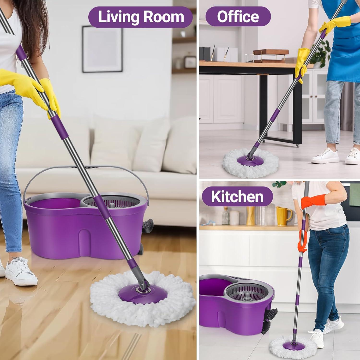 Professionelles Wischmopp Set mit Eimer und Teleskopstiel, 3 Mikrofaser