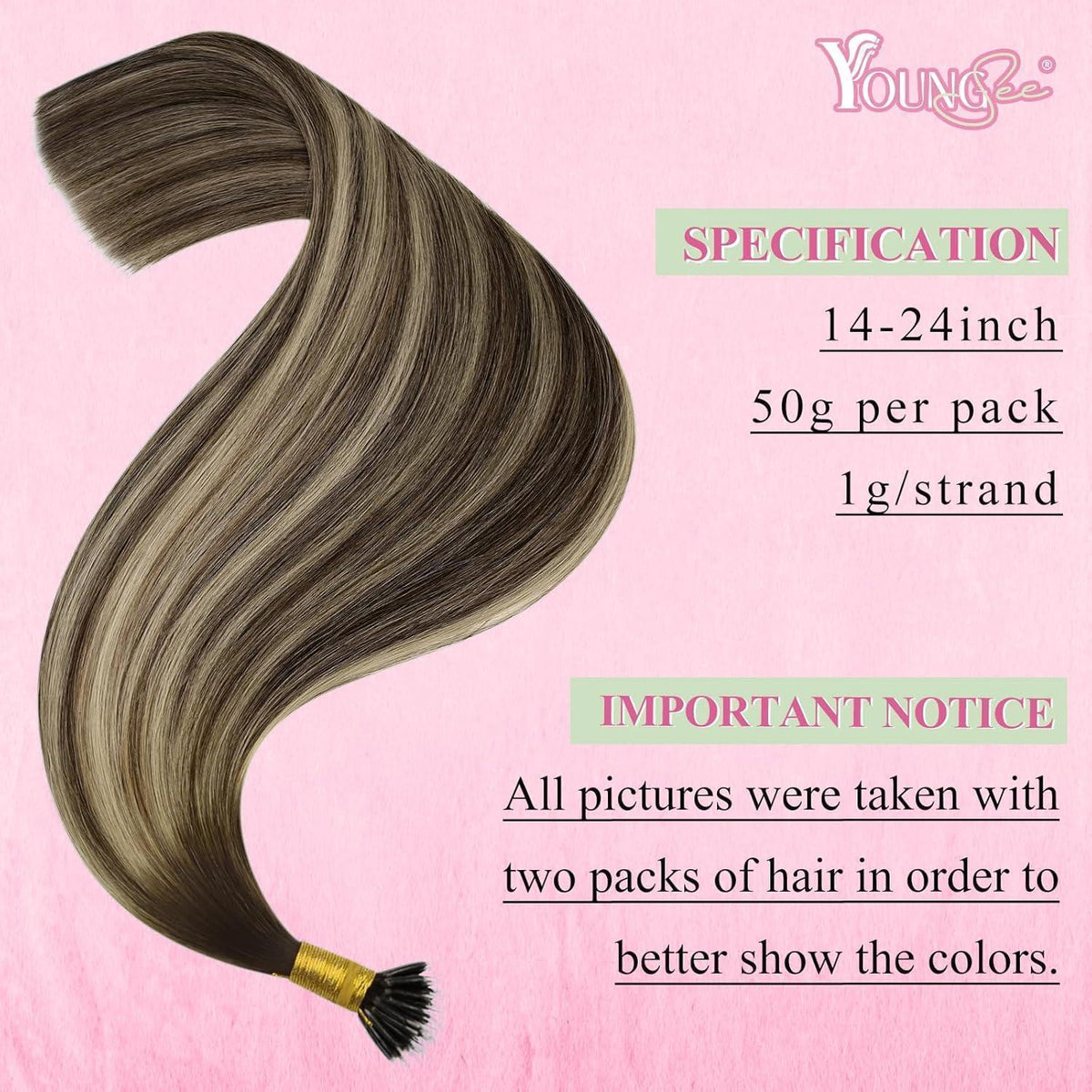 Echthaar Nano Ring Extensions Dunkelbraun Ombre Blond 55cm