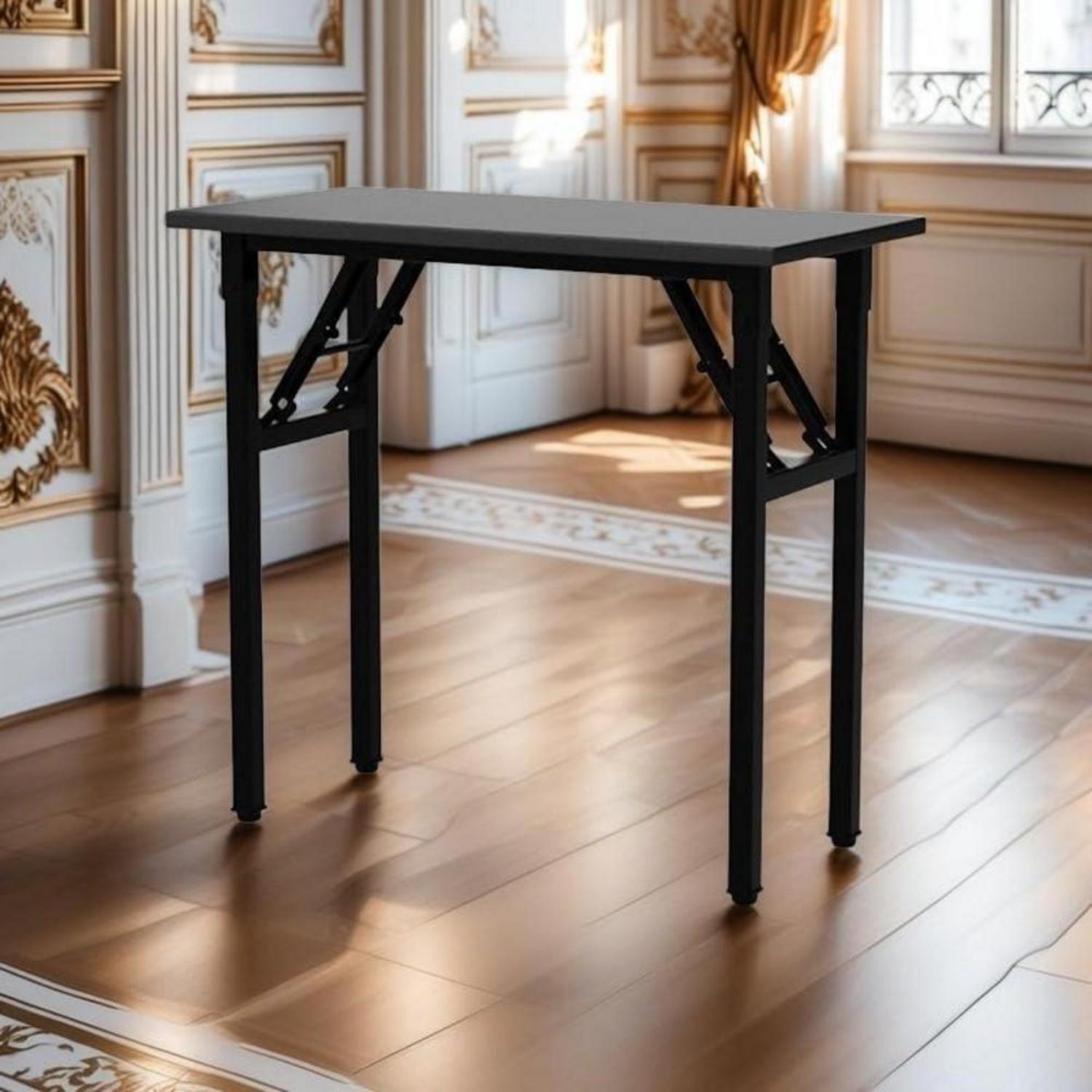 DEILALY Klapptisch Schreibtisch 80 cm Schwarz Computertisch Bürotisch Gaming Arbeitszimmer