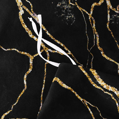Marmor Bettwäsche Set 135x200 cm Schwarz Gold Mikrofaser