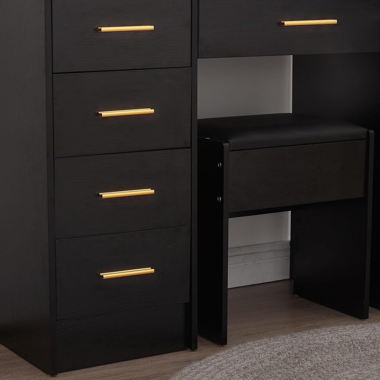 Schminktisch mit LED Beleuchtung und Spiegel Hocker 80x36x130cm