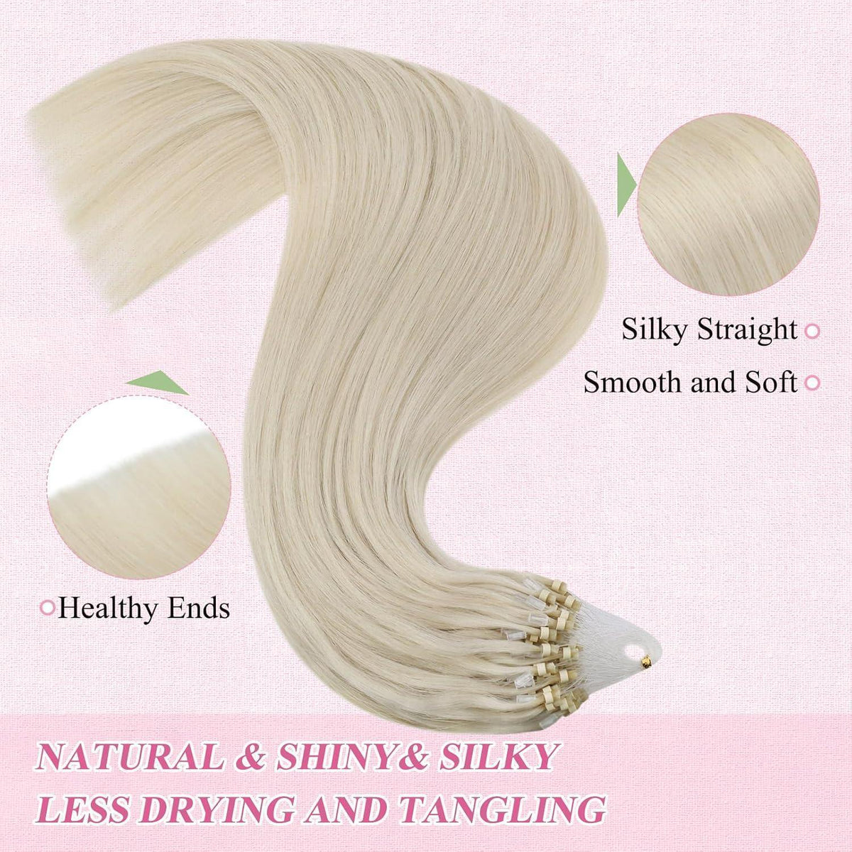 Echthaar Micro Extensions Platinblond 50cm – Kaltfusion
