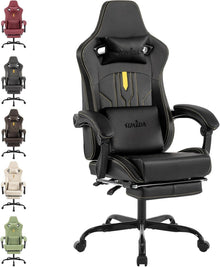 Ergonomischer Gaming-Stuhl mit Fußstütze und Lendenwirbelstütze