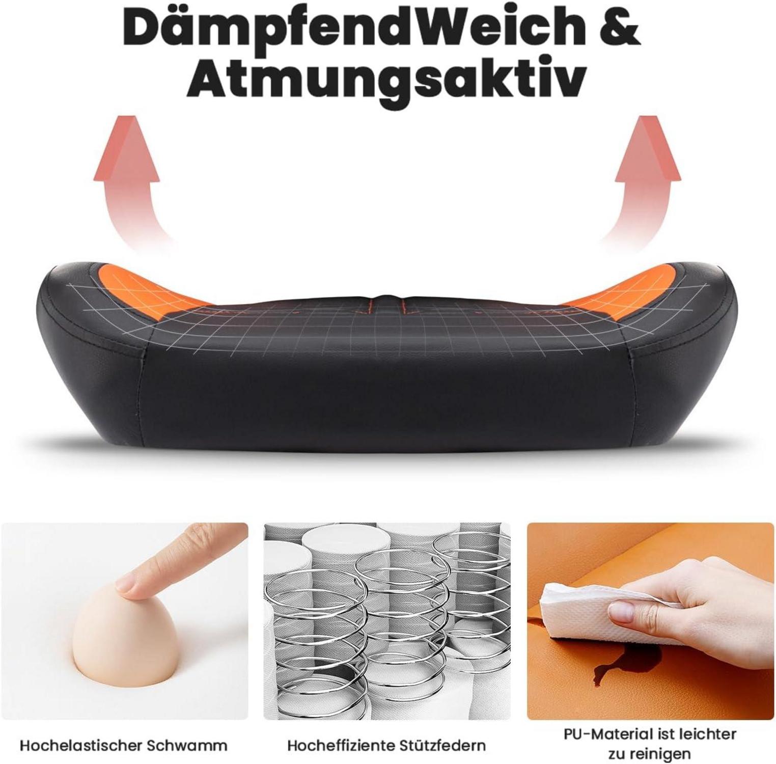 Ergonomischer Gaming-Stuhl mit Fußstütze und Lendenstütze Orange