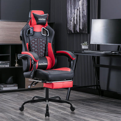 Ergonomischer Gaming-Stuhl mit Fußstütze und verstellbarer