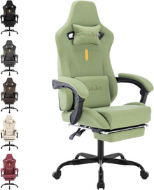 Ergonomischer Gaming Stuhl mit Fußstütze und Lendenwirbelstütze in