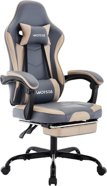 Ergonomischer Gaming Stuhl mit Fußstütze und Lendenwirbelstütze