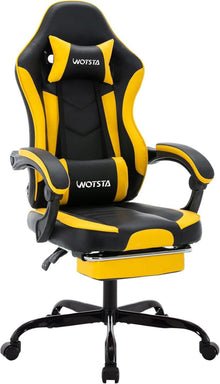 Ergonomischer Gaming Stuhl mit Fußstütze und Lendenwirbelstütze
