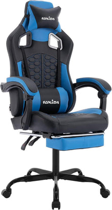 Ergonomischer Gaming-Stuhl mit Fußstütze und Kopfstütze