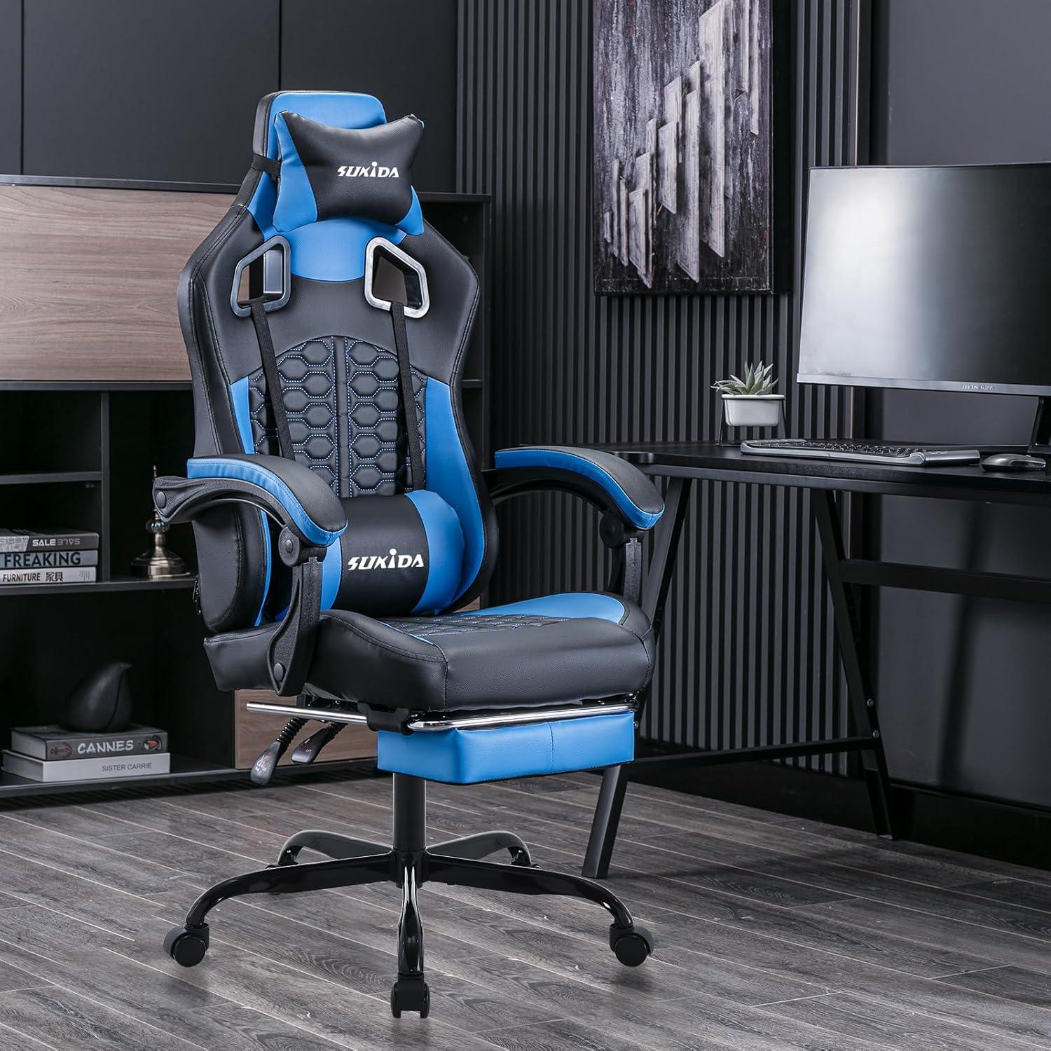 Ergonomischer Gaming Stuhl mit Fußstütze und