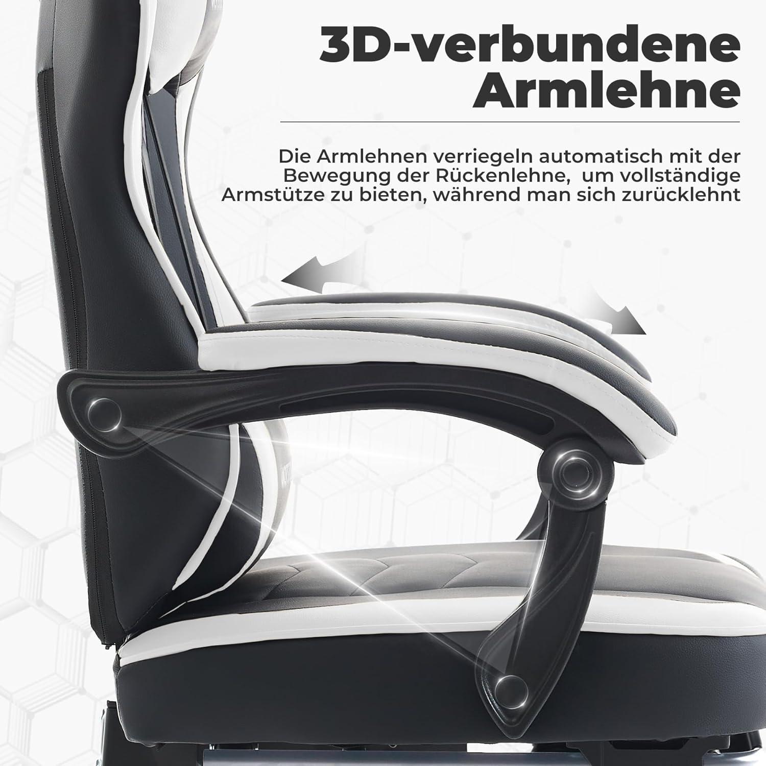 Gaming Chair Computerstuhl Ergonomisch mit Fußstütze Lendenwirbelstütze