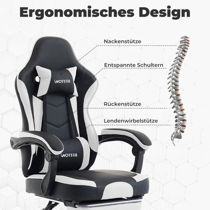 Gaming Chair Computerstuhl Ergonomischer Gamer Stuhl mit Fußstütze