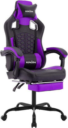 Ergonomischer Gaming-Stuhl mit Fußstütze und einstellbarer Rückenlehne