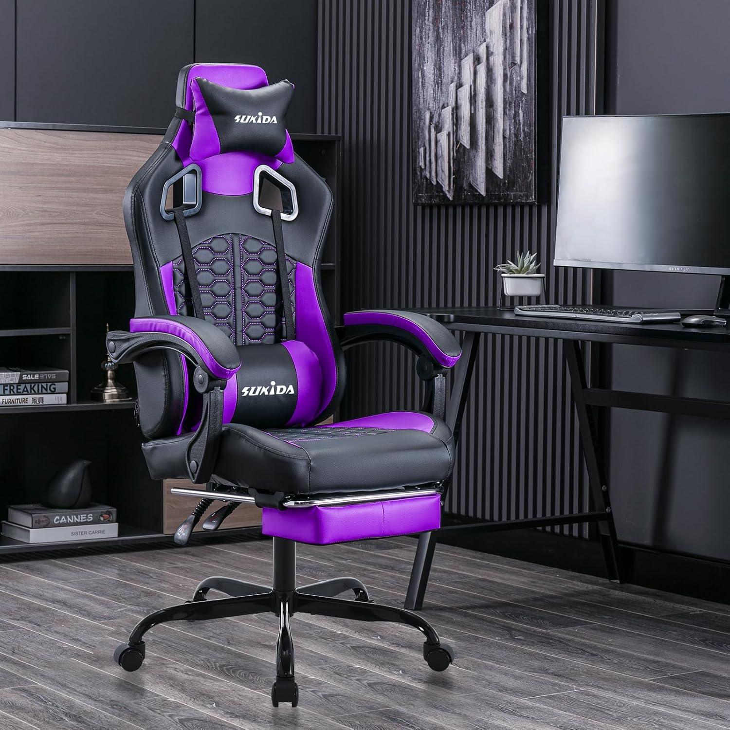 Ergonomischer Gaming Stuhl mit Fußstütze