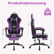 Ergonomischer Gaming Stuhl mit Fußstütze und Lendenwirbelstütze
