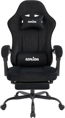 Ergonomischer Gaming Stuhl Stoff Schwarz Lordosenstütze