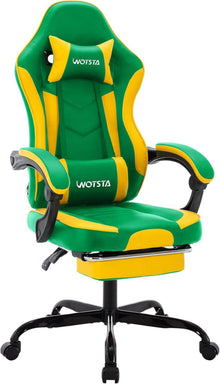Ergonomischer Gaming Stuhl mit Fußstütze und Lendenwirbelstütze