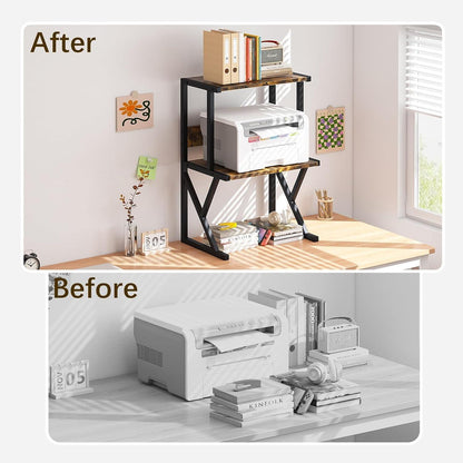 3-Ebene Druckerständer Braun für Büro Zuhause Schule - Druckerregal Organizer Industrie-Design