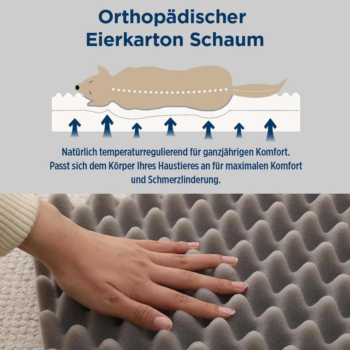 Orthopädisches Hundebett mit Eierkarton-Schaum (XL)