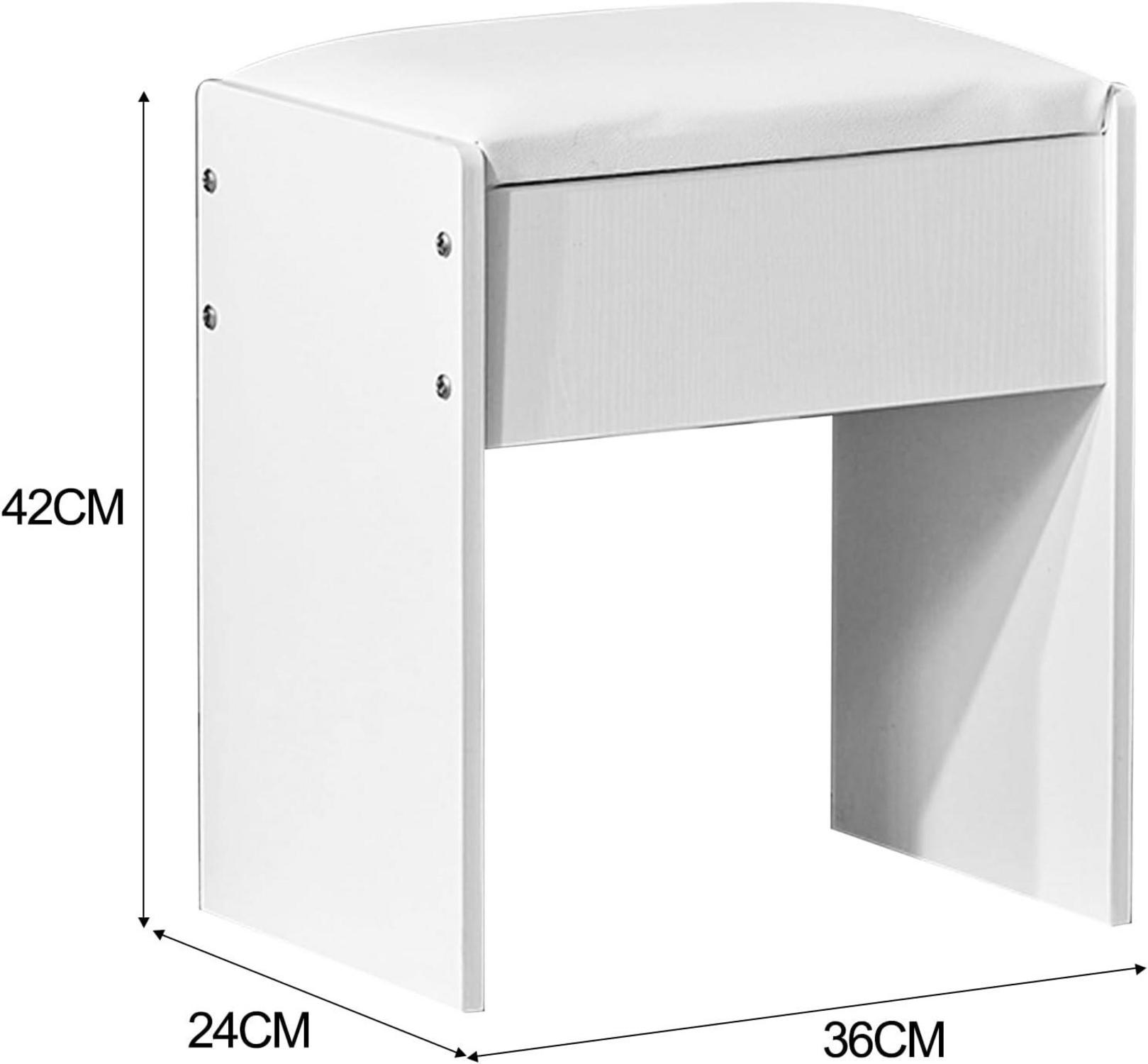 Schminktisch mit LED Beleuchtung, Hocker, 6 Schubladen, 3 Farben Helligkeit