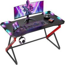Gaming Schreibtisch LED Z Rahmen mit Kohlefaseroberfläche 100x60cm