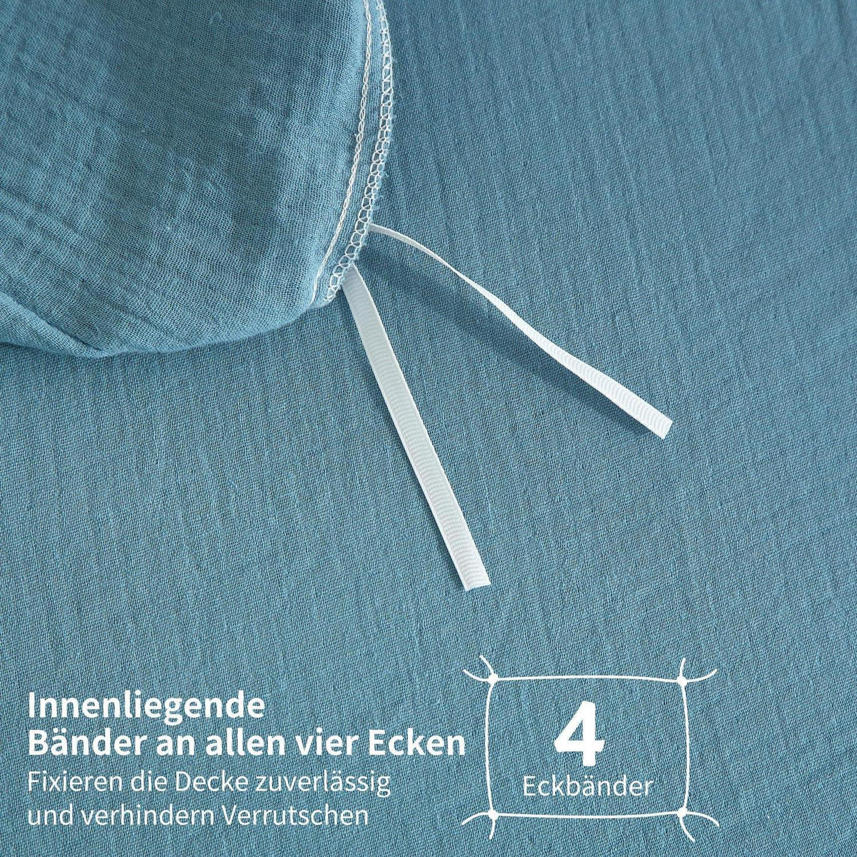 Doppelte Muslin Bettwäsche 200x200 Petrol – Weich & Atmungsaktiv