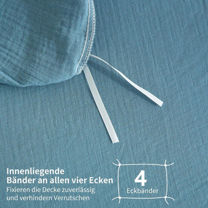 Doppelte Muslin Bettwäsche 200x200 Petrol – Weich & Atmungsaktiv