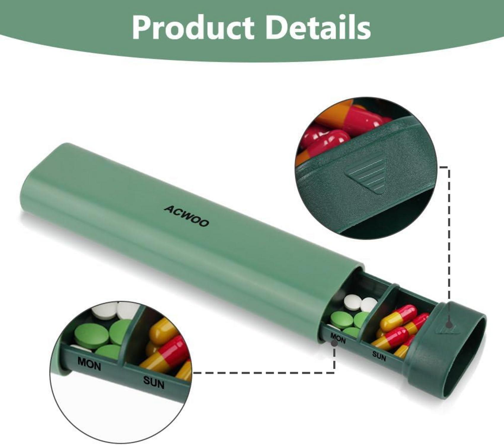 Tablettenbox 7 Tage Pillendose Medikamentenbox BPA-frei Reise Grün