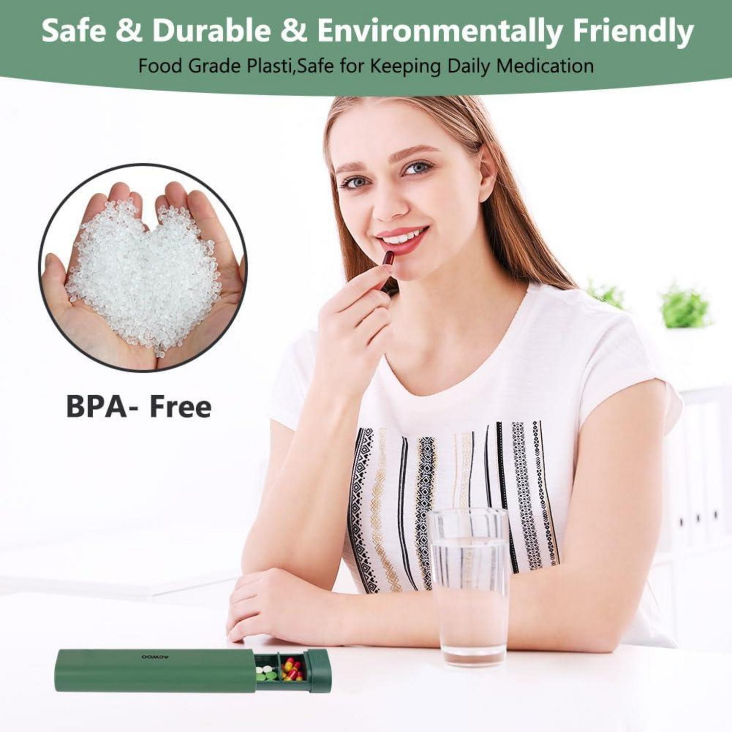 Tablettenbox 7 Tage Pillendose Medikamentenbox BPA-frei Reise Grün