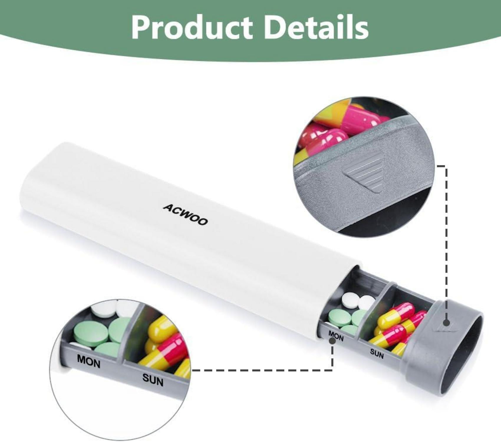 Tablettenbox 7 Tage BPA-frei Pillendose für Reise & täglichen Gebrauch