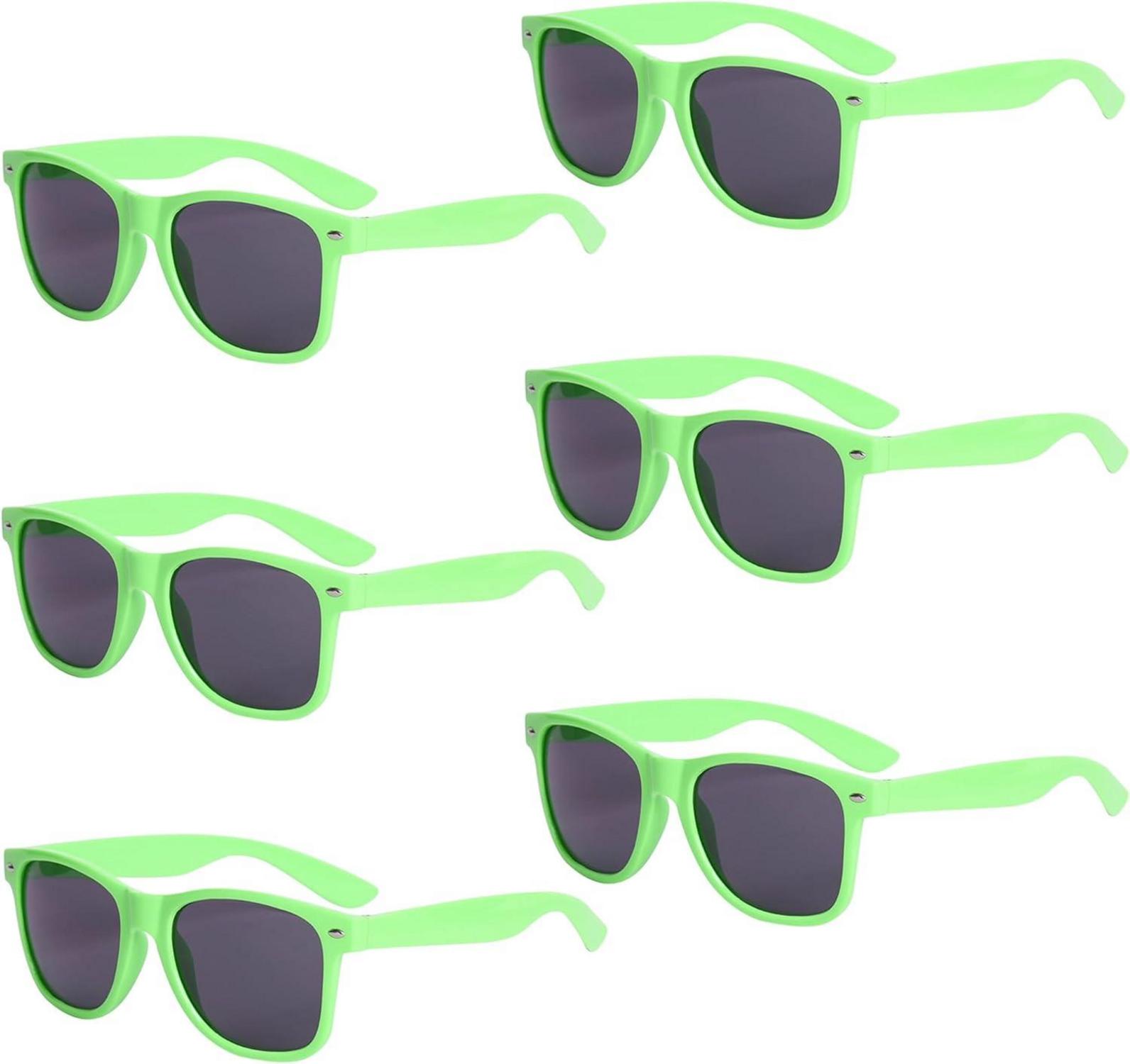 Bunte Neon Retro Sonnenbrillen Set Vintage Party Brillen 6 Stück