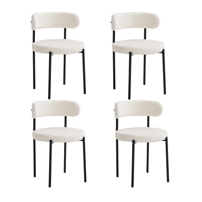 4er Set Esszimmerstühle Teddy-Samt Weiß Modern