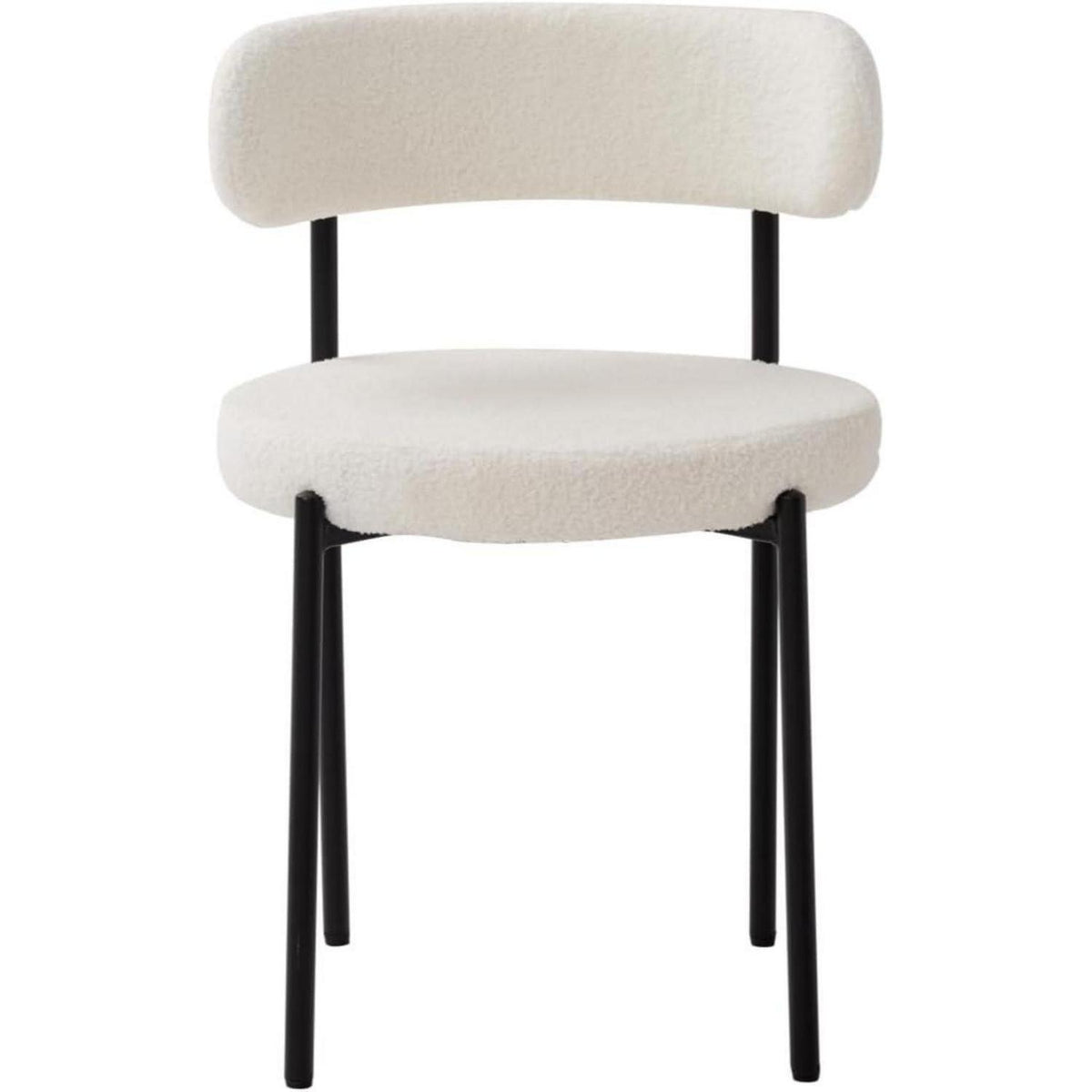 4er Set Esszimmerstühle Teddy-Samt Weiß Modern