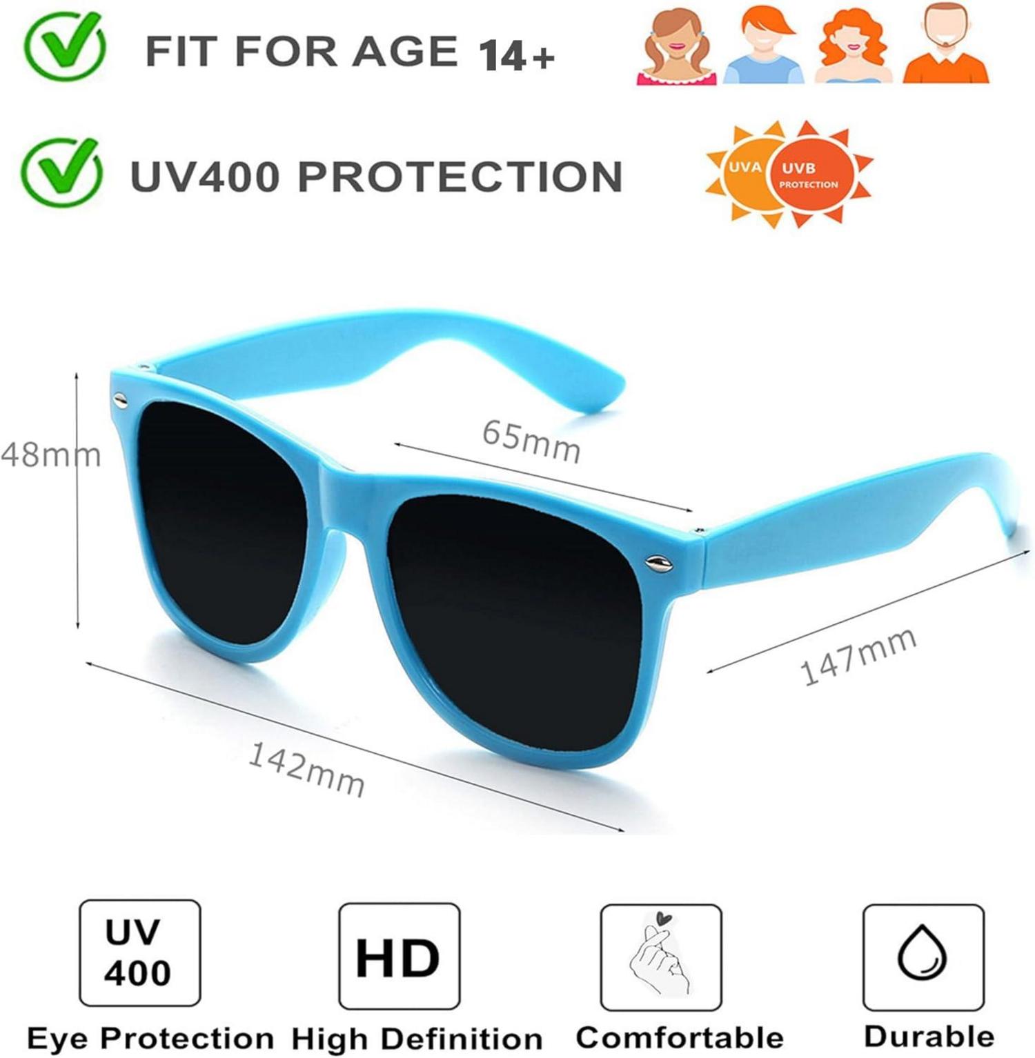 6er Set Bunte Neon Sonnenbrillen Vintage Partybrillen Herren Damen UV-Schutz