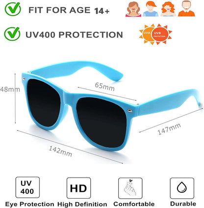 6er Set Bunte Neon Sonnenbrillen Vintage Partybrillen Herren Damen UV-Schutz