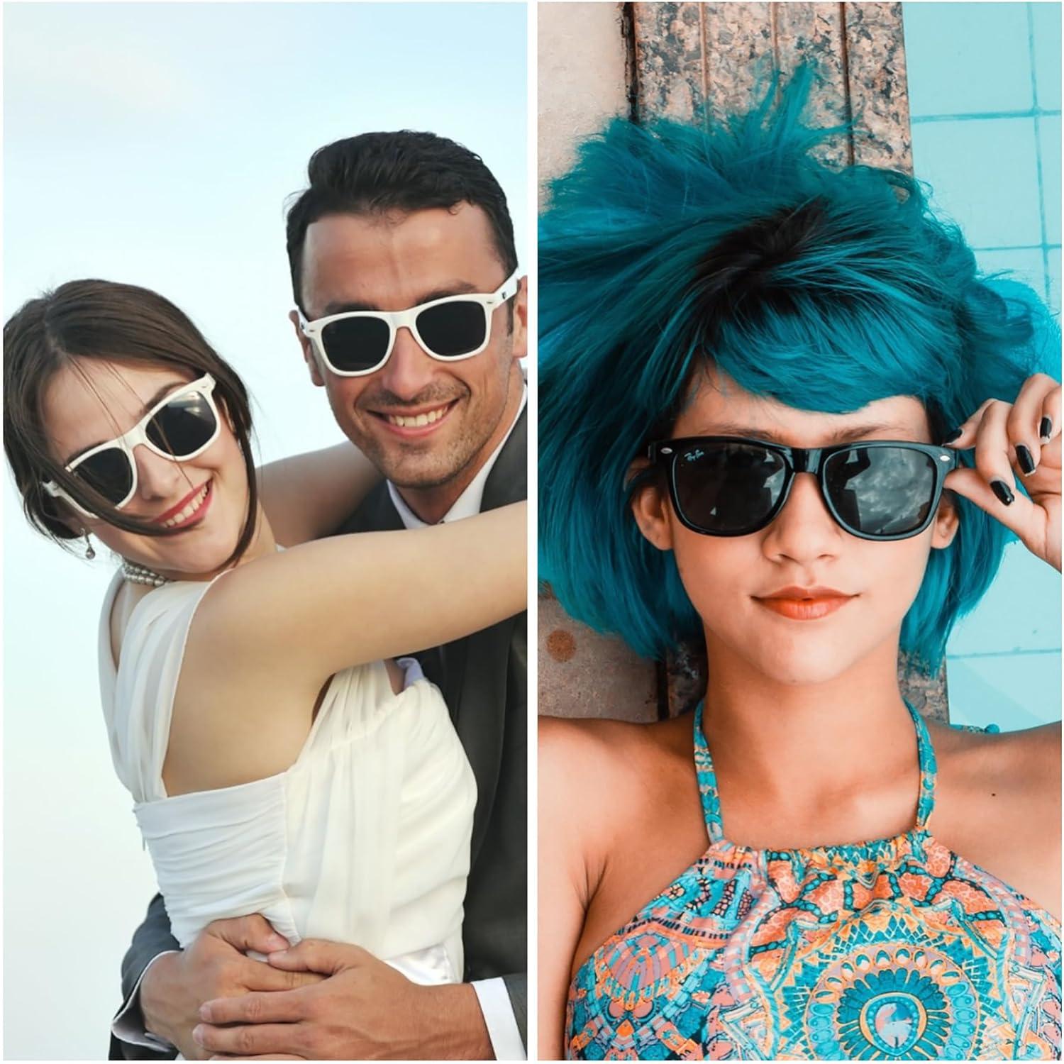 6er Neon Bunte Sonnenbrille Set Vintage Partybrillen Damen Herren UV Schutz