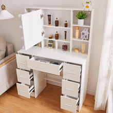 Schminktisch LED-Beleuchtung Make-up Frisiertisch Weiß MDF