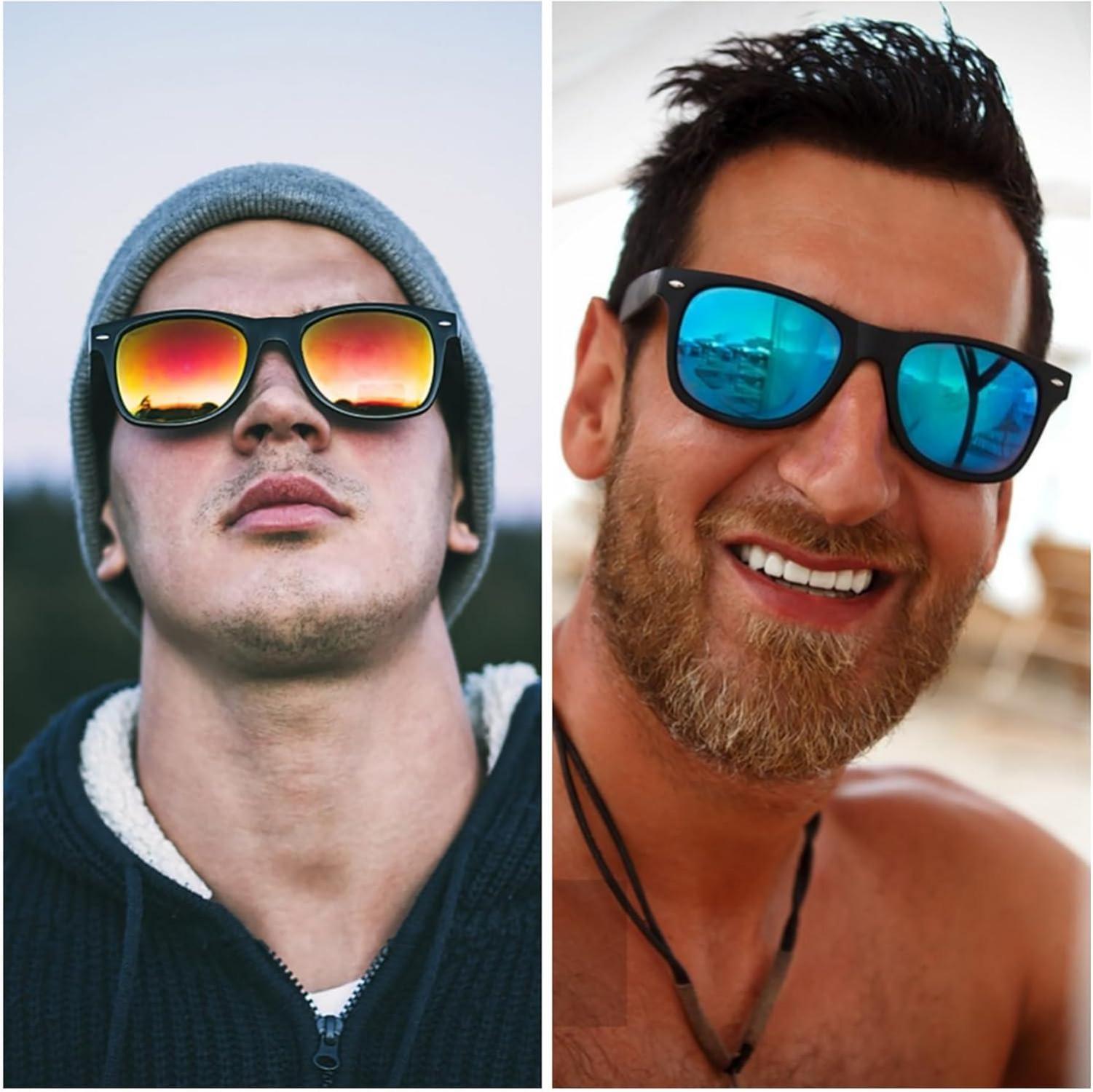 6er Neon Bunte Sonnenbrillen Set Party Vintage Brille Herren Damen UV-Schutz