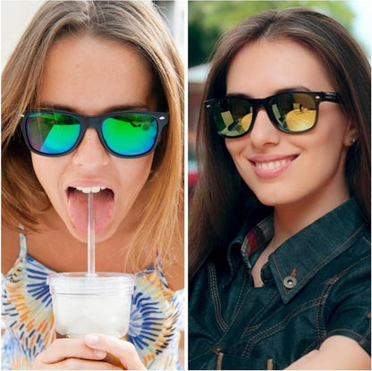 6er Pack Bunte Neon Sonnenbrillen Vintage Set Brille Party Damen Herren