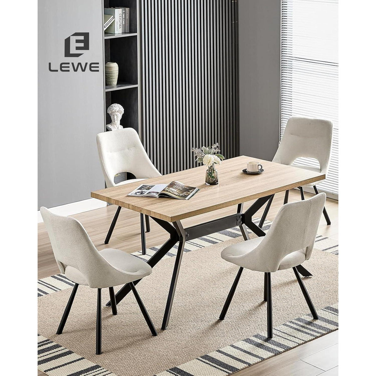 Drehbare Esszimmerstühle 6er Set – Kaschmir-Stoff, Beige