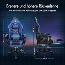 Ergonomischer Gamer Stuhl mit Massagefunktion und USB, Blau