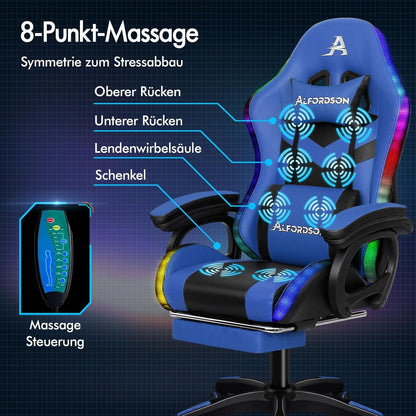 Ergonomischer Gamer Stuhl mit Massagefunktion und