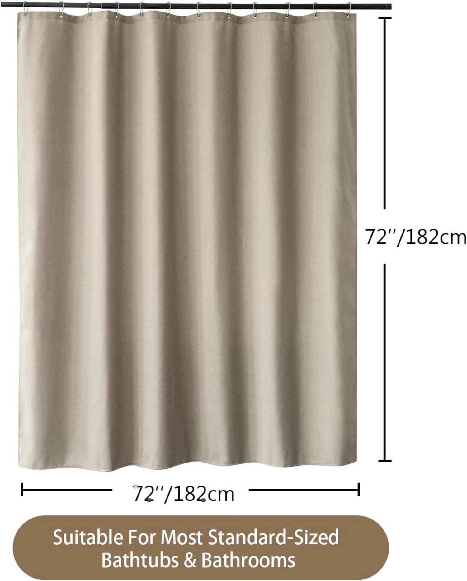 Duschvorhang Leinen Wasserdicht 182x182cm Anti Schimmel Set - Helltaupe
