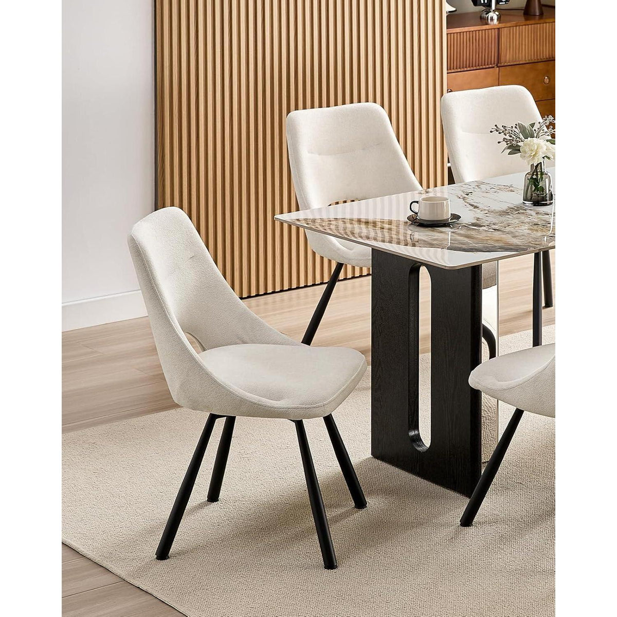 Drehbare Esszimmerstühle 2er Set – Beige Polsterstuhl