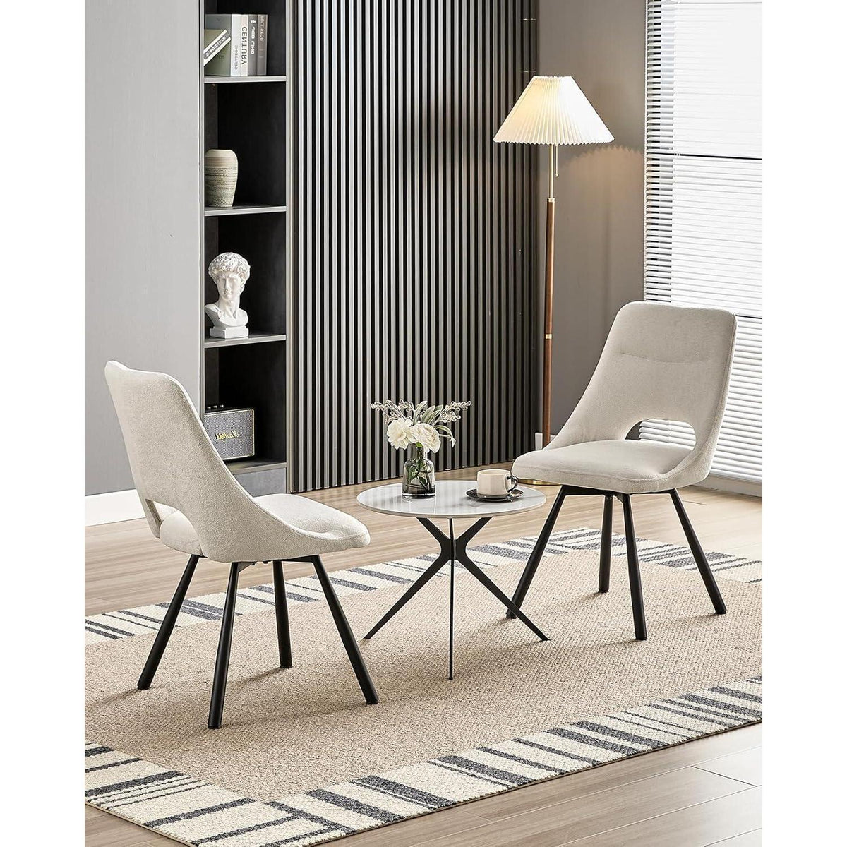 Drehbare Esszimmerstühle 2er Set – Beige Polsterstuhl