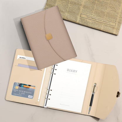 A5 PU Leder Binder Notizbuch 6 Ring Journal Planer gefüttertes Papier 100 Blatt